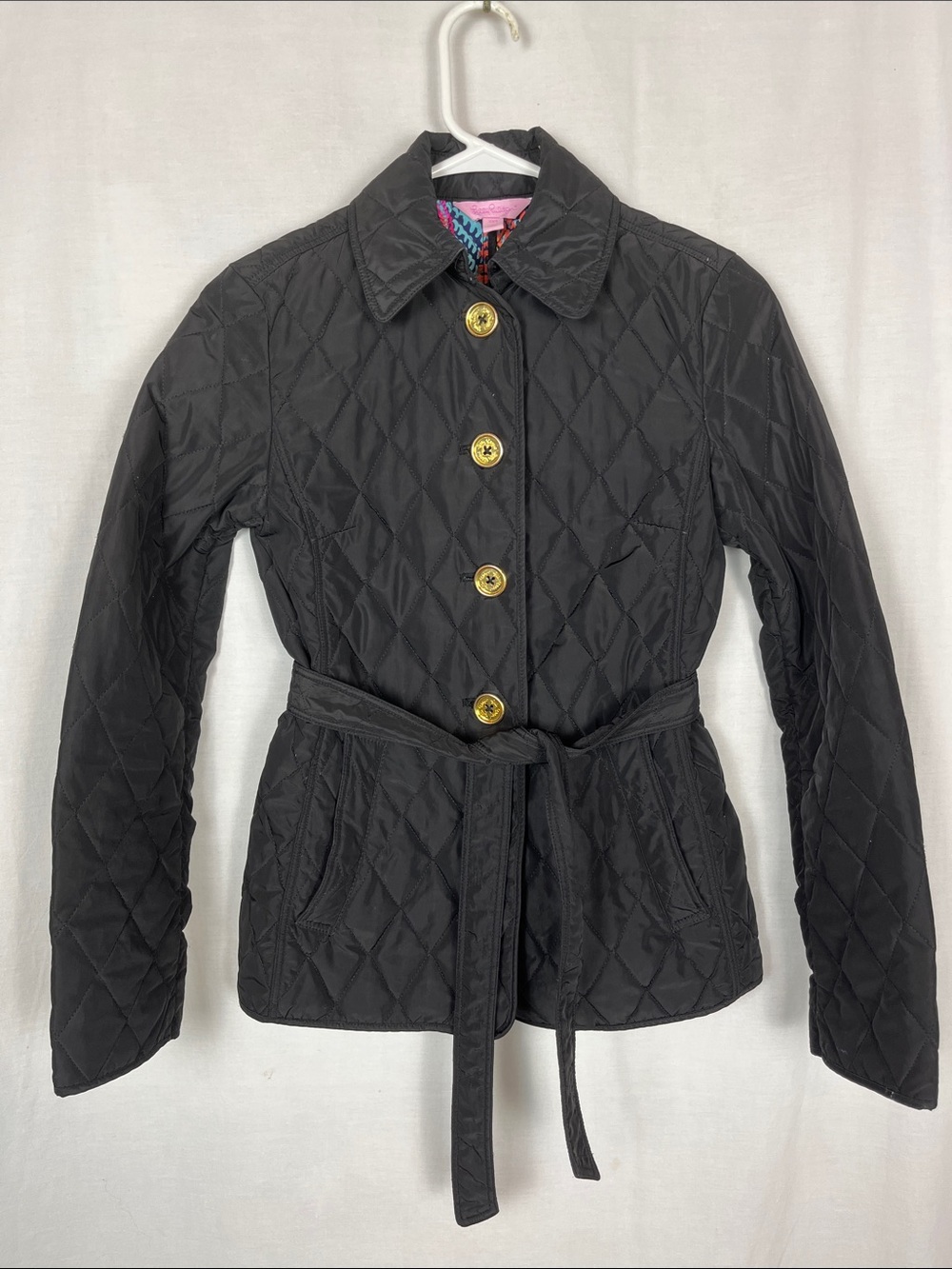 Lilly Pulitzer Black Quilted Lightweight Long Sleeve Jacket